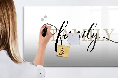 Pizarra magnética de pared diseño con texto familia y rotulador incluido