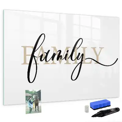 Pizarra magnética de pared diseño con texto familia y rotulador incluido