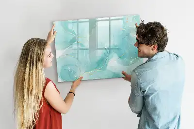 Pizarra magnética de pared con rotulador diseño de abstracción de mármol