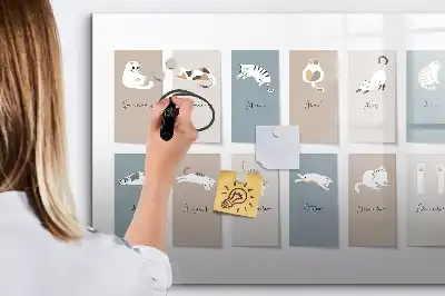 Pizarra borrable de cristal con imanes calendario con diseño de gatos