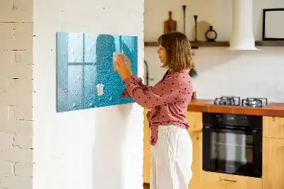 Pizarra de cristal magnética borrable modelo gotas de agua