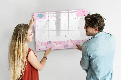 Planificador semanal infantil pizarra borrable de cristal con imanes