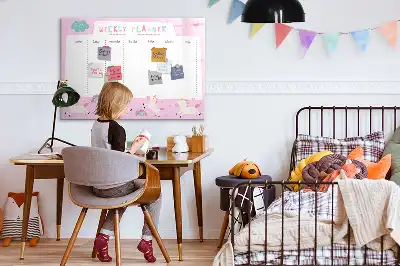 Planificador semanal infantil pizarra borrable de cristal con imanes