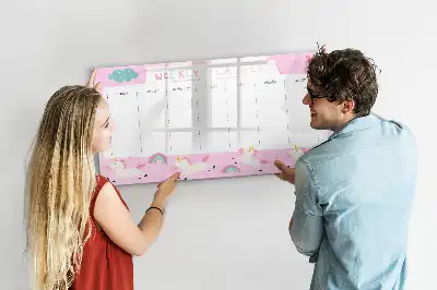 Planificador semanal infantil pizarra borrable de cristal con imanes
