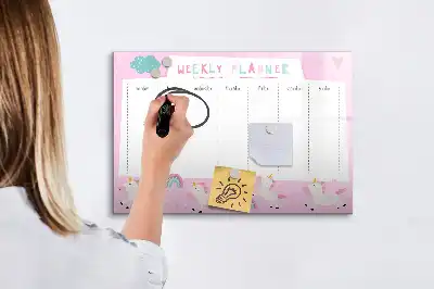 Planificador semanal infantil pizarra borrable de cristal con imanes
