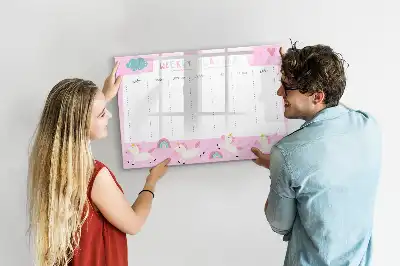 Planificador semanal infantil pizarra borrable de cristal con imanes