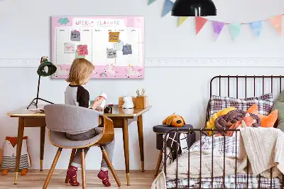 Planificador semanal infantil pizarra borrable de cristal con imanes