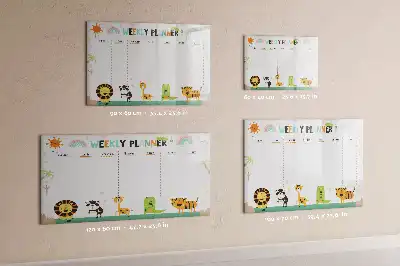 Pizarra magnética de pared con rotulador planificador semanal con diseño de animales
