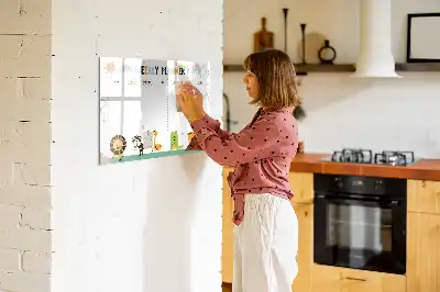 Pizarra magnética de pared con rotulador planificador semanal con diseño de animales