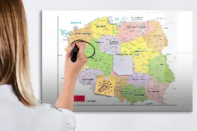 Pizarra de cristal magnética borrable con diseño de mapa de Polonia