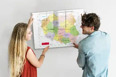 Pizarra de cristal magnética borrable con diseño de mapa de Polonia