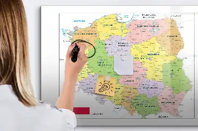 Pizarra de cristal magnética borrable con diseño de mapa de Polonia