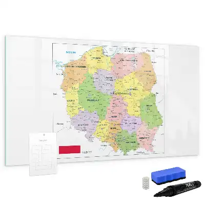 Pizarra de cristal magnética borrable con diseño de mapa de Polonia