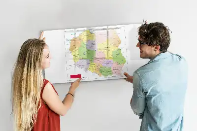 Pizarra de cristal magnética borrable con diseño de mapa de Polonia