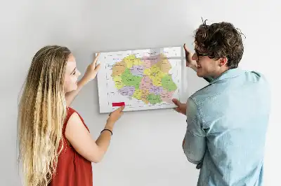 Pizarra de cristal magnética borrable con diseño de mapa de Polonia