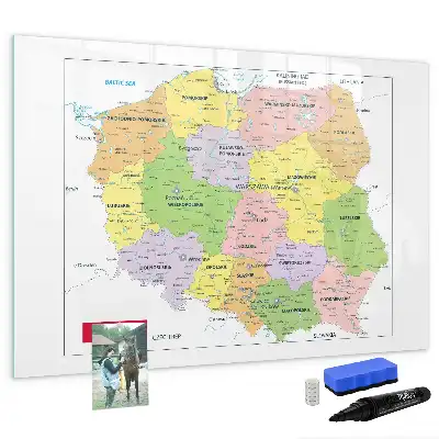 Pizarra de cristal magnética borrable con diseño de mapa de Polonia