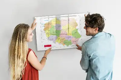 Pizarra de cristal magnética borrable con diseño de mapa de Polonia