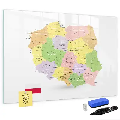 Mapa de Polonia pizarra magnética de pared con rotulador