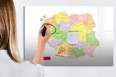 Mapa de Polonia pizarra magnética de pared con rotulador