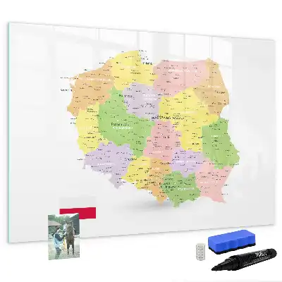 Mapa de Polonia pizarra magnética de pared con rotulador