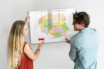 Mapa de Polonia pizarra magnética de pared con rotulador