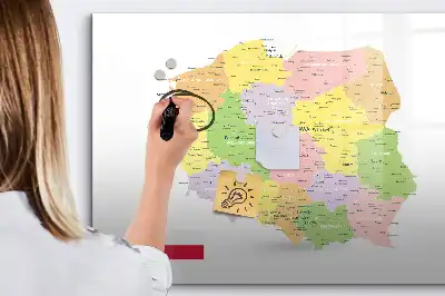 Mapa de Polonia pizarra magnética de pared con rotulador