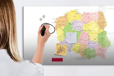 Mapa de Polonia pizarra magnética de pared con rotulador