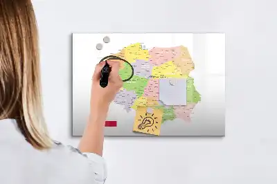 Mapa de Polonia pizarra magnética de pared con rotulador