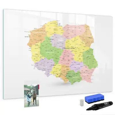 Mapa de Polonia pizarra magnética de pared con rotulador