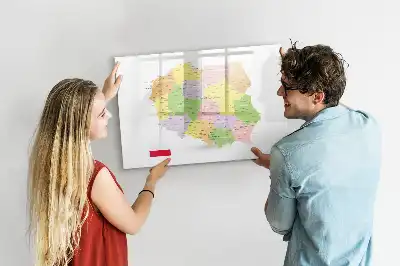 Mapa de Polonia pizarra magnética de pared con rotulador