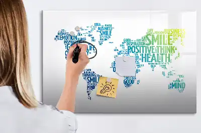 Pizarra de cristal borrable con imanes diseño mapa de dulces palabras