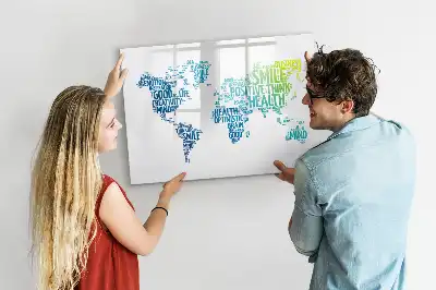 Pizarra de cristal borrable con imanes diseño mapa de dulces palabras