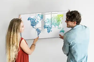 Pizarra de cristal borrable con imanes diseño mapa de dulces palabras