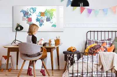 Pizarra de cristal borrable con imanes diseño mapa de dulces palabras