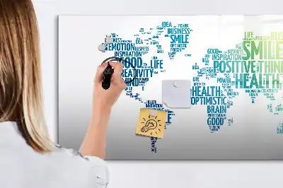 Pizarra de cristal borrable con imanes diseño mapa de dulces palabras