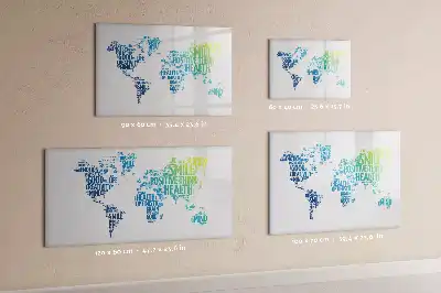 Pizarra de cristal borrable con imanes diseño mapa de dulces palabras