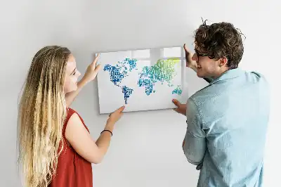 Pizarra de cristal borrable con imanes diseño mapa de dulces palabras