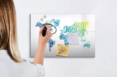 Pizarra de cristal borrable con imanes diseño mapa de dulces palabras