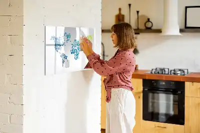 Pizarra de cristal borrable con imanes diseño mapa de dulces palabras