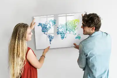 Pizarra de cristal borrable con imanes diseño mapa de dulces palabras