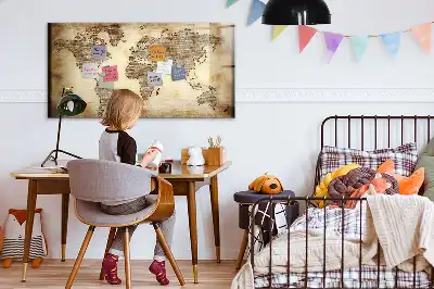 Pizarra de cristal magnética con diseño de mapa del mundo antiguo