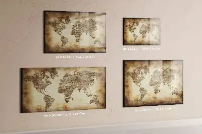 Pizarra de cristal magnética con diseño de mapa del mundo antiguo
