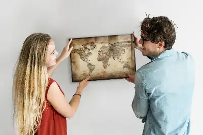 Pizarra de cristal magnética con diseño de mapa del mundo antiguo