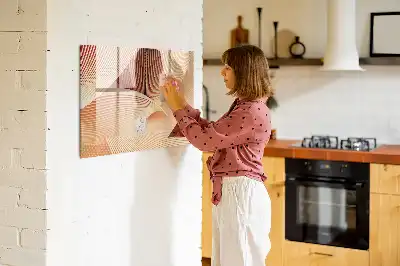Pizarra de cristal magnética borrable con diseño de patrón abstracto de olas