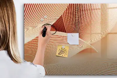 Pizarra de cristal magnética borrable con diseño de patrón abstracto de olas