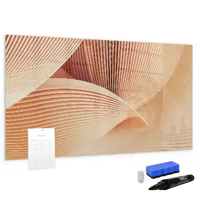 Pizarra de cristal magnética borrable con diseño de patrón abstracto de olas