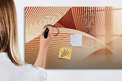 Pizarra de cristal magnética borrable con diseño de patrón abstracto de olas