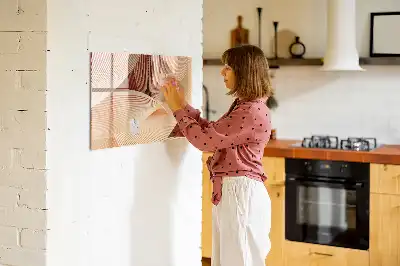 Pizarra de cristal magnética borrable con diseño de patrón abstracto de olas