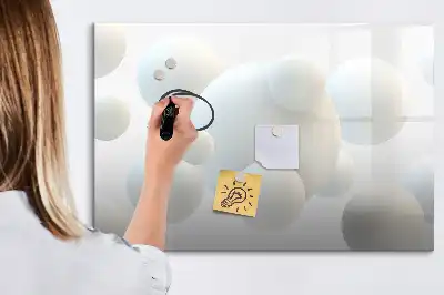 Pizarra borrable de cristal con imanes diseño con abstracción de esferas