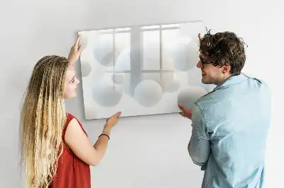 Pizarra borrable de cristal con imanes diseño con abstracción de esferas